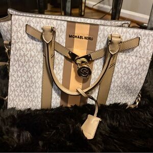 Michael Kors Signature Tote Bag & Backpack- Beige and Brown
